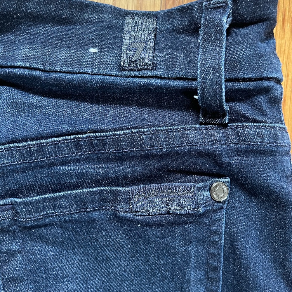 7 for all mankind dark wash skinny jean, mid rise